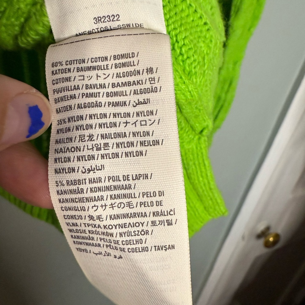 Hollister Y2k‎ vibrant green rabbit hair blend cable knit sweater - Picture 5 of 8